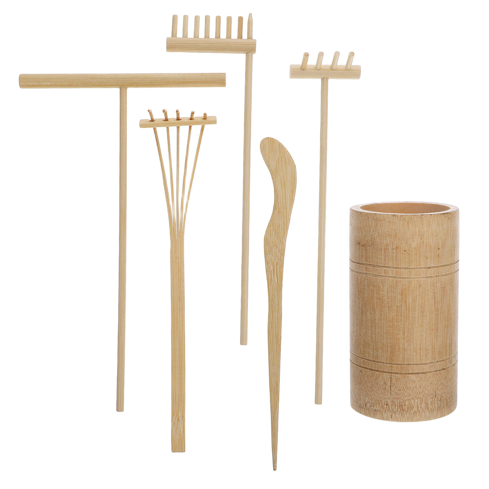 Gardening Tool Diy - 1 Set Zen-Sandrechen-Set aus Bambus, Mini-Gartenwerkzeuge,