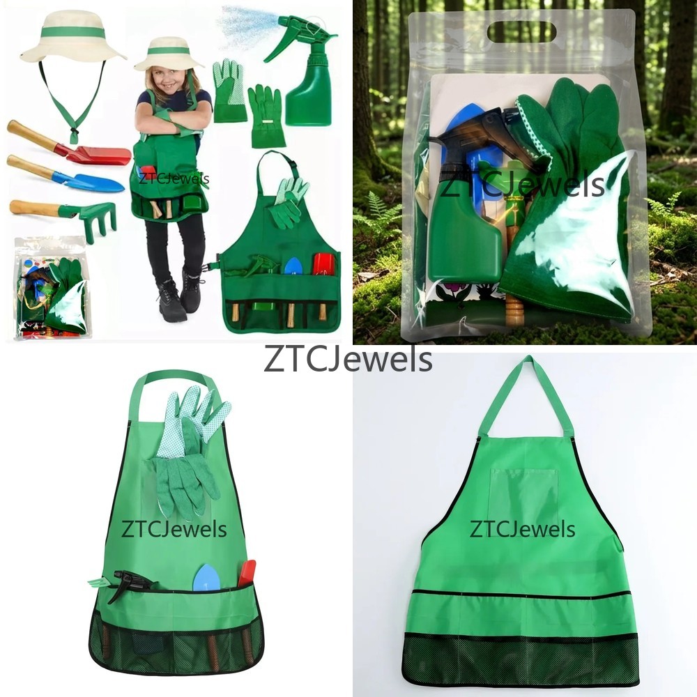 Gardening Tools Kids Set - Kinder-Gartenschürzen-Werkzeugset mit Handschuhen, Cosplay-Kostüm für Mädchen,