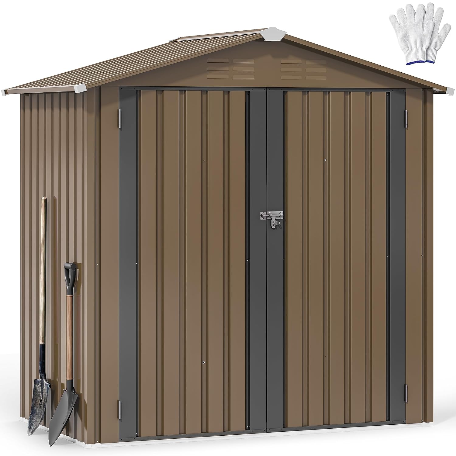Gardening Tools In - 6x4ft Metall-Gartenhaus, wasserdichter Geräteschuppen, robuste Aufbewahrungseinheit