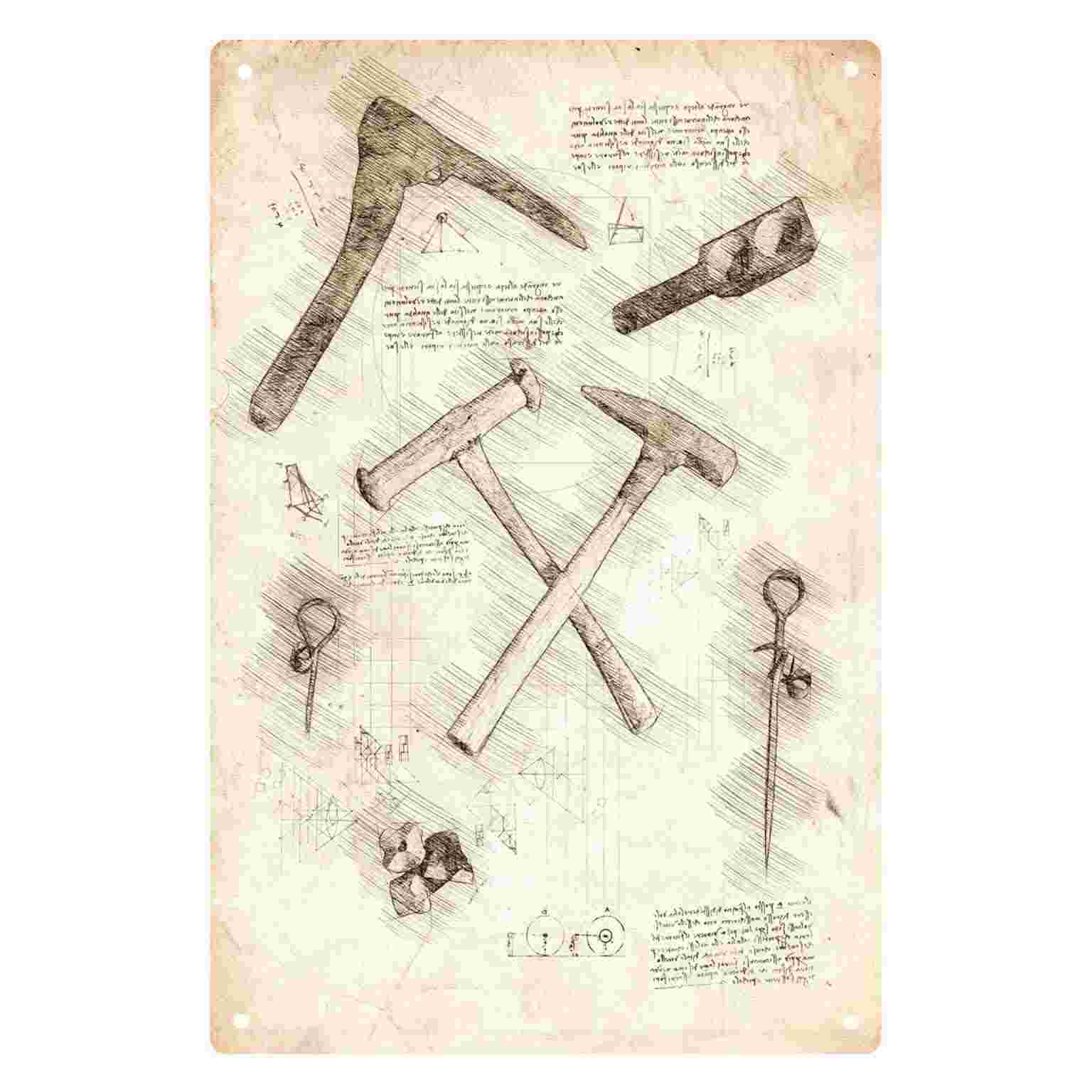 Gardening Tools Sketch - 2D FLAT 1 Stück Vintage Hammerwerkzeuge