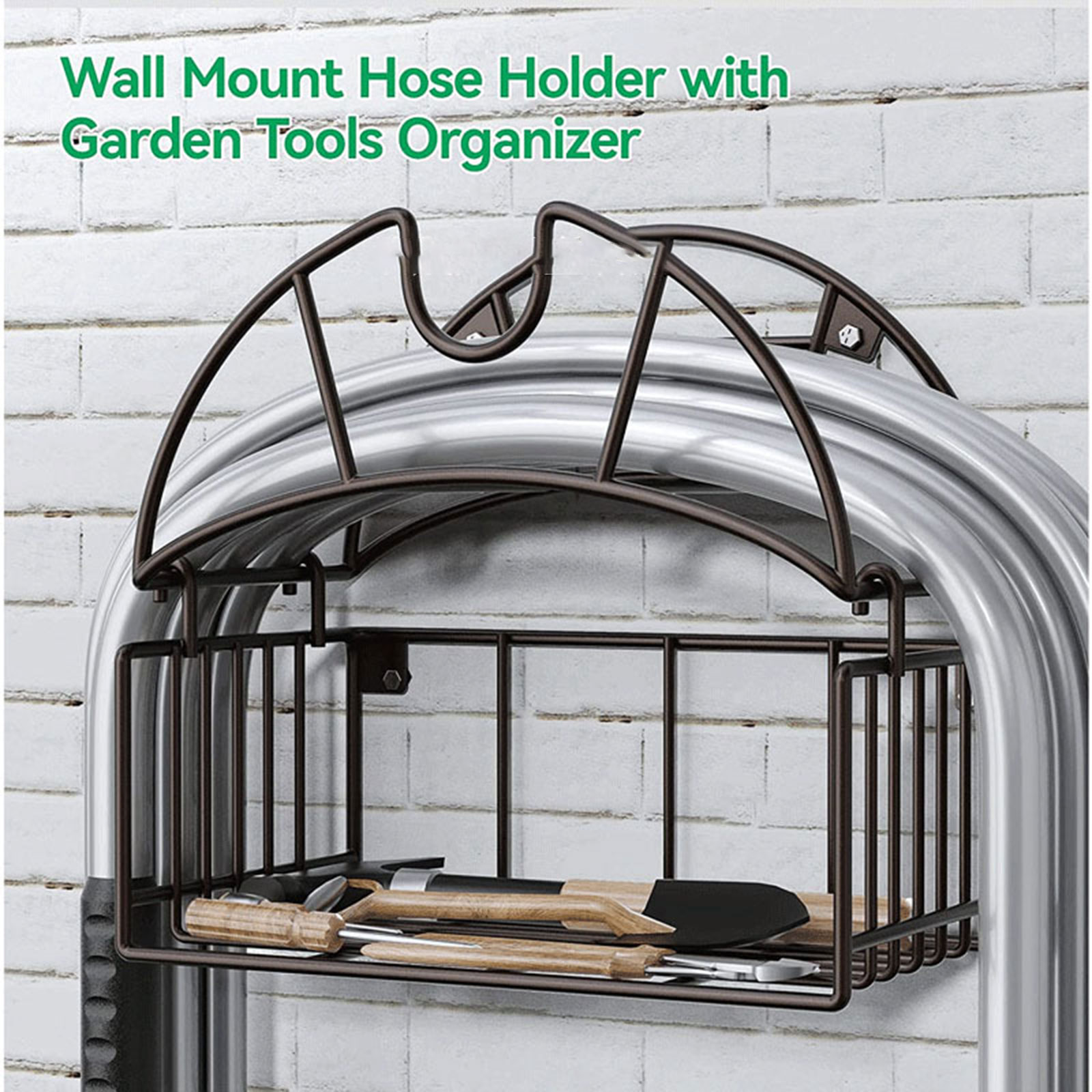 Gardening Tools Holder - Wandmontierter Gartenschlauchhalter mit Werkzeug-Organizer-Halterung, stabiler Wasserrohr-Aufhänger,